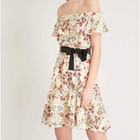 Maje Dresses & Skirts - Maje Rinora off-shoulder Floral Silk Dress